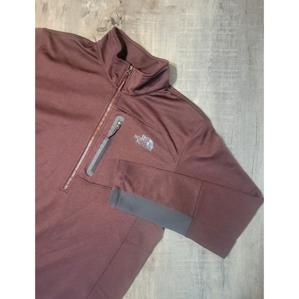 The North Face Mens Quarter Zip Fleece Pullover Burgundy Heather Large EUC